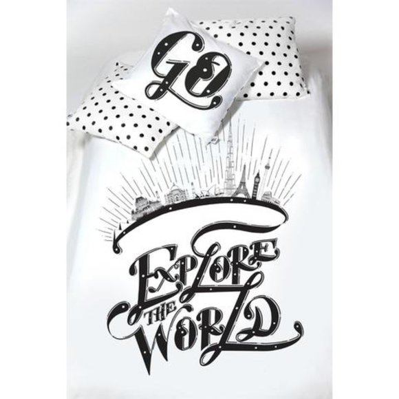 ORGANIC COTTON EXPLORE THE WORLD CRIB DUVET COVER - Picture 1 of 4